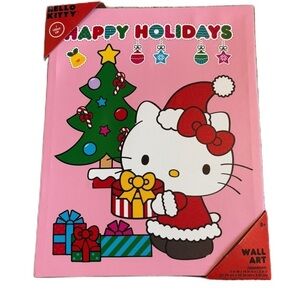 Hello Kitty Light Up Christmas Wall Hanging Art Decor NEW Santa Tree Pink Red